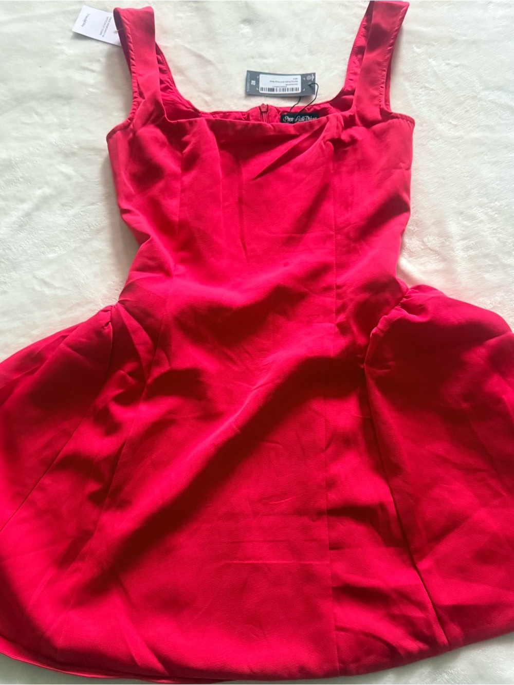 PrettyLittleThing Hot Pink Square Neck Mini Dress fit and flare NWT 6